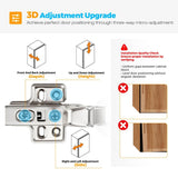 Full Overlay Soft Close Cabinet Hinges | Concealed Kitchen Cabinet Hinges, Heavy-Duty Adjustable Design, Easy Installation, for Frameless Cupboard Hardware - Silver - Size 10 PCS