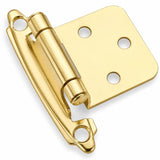 Cabinet Hinges Brushed Nickel for Kitchen Cabinets Doors (10 Pcs) -1/2" Overlay (Variable) -Self Closing Kitchen Cabinet Hinges Flush Mount w/Silicon Bumpers & Hardware Screws - Gold