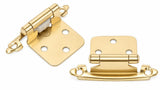 Cabinet Hinges Brushed Nickel for Kitchen Cabinets Doors (10 Pcs) -1/2" Overlay (Variable) -Self Closing Kitchen Cabinet Hinges Flush Mount w/Silicon Bumpers & Hardware Screws - Gold