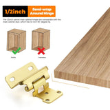 Semi-Overlay 1/2 inch Self-Closing Hinges, 10 Pack, Self-Closing Design, Face Frame Door Fit, Half Wrap-Around Cabinet Hardware Hinges, Kitchen Cabinet Face Mount - Gold