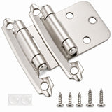 Cabinet Hinges Brushed Nickel for Kitchen Cabinets Doors (10 Pcs) -1/2" Overlay (Variable) -Self Closing Kitchen Cabinet Hinges Flush Mount w/Silicon Bumpers & Hardware Screws - Silver