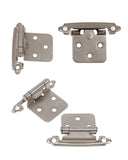 Cabinet Hinges Brushed Nickel for Kitchen Cabinets Doors (10 Pcs) -1/2" Overlay (Variable) -Self Closing Kitchen Cabinet Hinges Flush Mount w/Silicon Bumpers & Hardware Screws - Silver