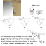 2 Packs Cabinet Cupborad Furniture Door Lift Stay Support Hinge Damper - Support Up to 100KG - Opening Angle 75°/90°/110° - Come with Hex Key In Australia - Darrahopens