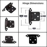 Cabinet Hinges Brushed Nickel for Kitchen Cabinets Doors (10 Pcs) -1/2" Overlay (Variable) -Self Closing Kitchen Cabinet Hinges Flush Mount w/Silicon Bumpers & Hardware Screws - Black