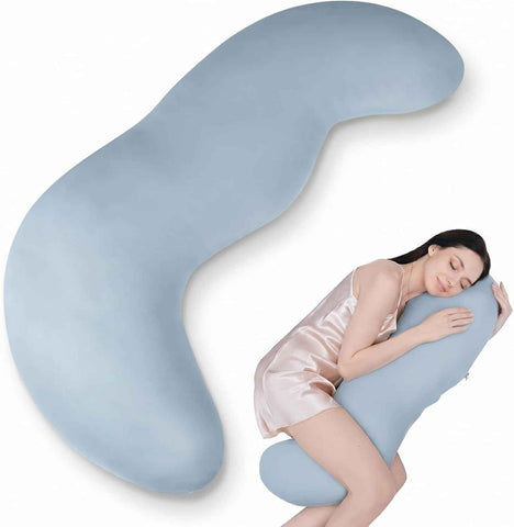 Pea Pod Shape Body Pillow for Adults Full-Body Support Side Sleeper Pillow, Pregnancy Back Pain Relief, Soft Hug Pillow with Memory Fiber Filling