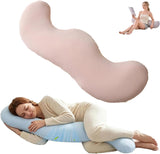 Pea Pod Shape Body Pillow for Adults Full-Body Support Side Sleeper Pillow, Pregnancy Back Pain Relief, Soft Hug Pillow with Memory Fiber Filling