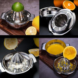 Stainless Steel Manual Citrus Juicer for Home & Travel – Durable Lemon Orange Squeezer with Strainer & Pour Spout (Silver)