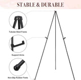 Portable Folding Metal Tripod Easel for Wedding Signs, Posters & Art Displays – Adjustable Height, Non-Slip Base (Black)