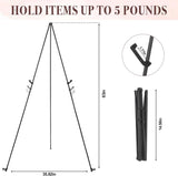 Portable Folding Metal Tripod Easel for Wedding Signs, Posters & Art Displays – Adjustable Height, Non-Slip Base (Black)