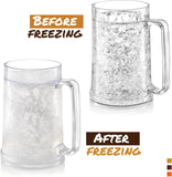Double Wall Freezable Beer Mug, No-Ice Insulated Cup for Summer BBQs & Parties (Clear)