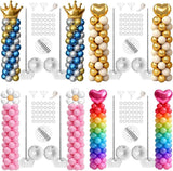 2Pcs Adjustable Metal Balloon Column Stand Kit with Water Base for Birthday Wedding Party Decoration, Reusable Telescopic Pole Set for DIY Balloon Garland Arch (Silver)