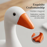 Magnetic Goose Figurine for Desk & Entryway, Cute Key Holder & Home Decor Gift (White)