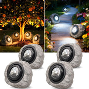2Pack Solar Rock Lights Outdoor – Ash Gray Garden Stone Spotlights with IP65 Waterproof LED, Switchable Warm & Cool White, Auto On/Off for Pathway, Walkway, Yard & Patio(gray)
