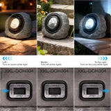4Pack Solar Rock Lights Outdoor – Ash Gray Garden Stone Spotlights with IP65 Waterproof LED, Switchable Warm & Cool White, Auto On/Off for Pathway, Walkway, Yard & Patio(gray)