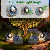 4Pack Solar Rock Lights Outdoor – Ash Gray Garden Stone Spotlights with IP65 Waterproof LED, Switchable Warm & Cool White, Auto On/Off for Pathway, Walkway, Yard & Patio(gray)