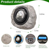 4Pack Solar Rock Lights Outdoor – Ash Gray Garden Stone Spotlights with IP65 Waterproof LED, Switchable Warm & Cool White, Auto On/Off for Pathway, Walkway, Yard & Patio(gray)