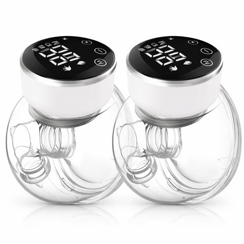 Hands-Free Wearable Electric Breast Pump for Moms on the Go with LED Display (white)