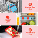 Kids Bento Lunch Box with 6 Compartments, BPA-Free, Microwave & Dishwasher Safe, Leak-Proof for School & Picnics (Blue)