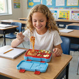Kids Bento Lunch Box with 6 Compartments, BPA-Free, Microwave & Dishwasher Safe, Leak-Proof for School & Picnics (Blue)