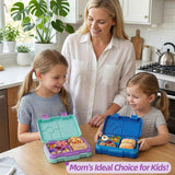 Kids Bento Lunch Box with 6 Compartments, BPA-Free, Microwave & Dishwasher Safe, Leak-Proof for School & Picnics (Green)