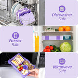 Kids Bento Lunch Box with 6 Compartments, BPA-Free, Microwave & Dishwasher Safe, Leak-Proof for School & Picnics (Purple)
