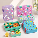 Kids Bento Lunch Box with 6 Compartments, BPA-Free, Microwave & Dishwasher Safe, Leak-Proof for School & Picnics (Purple)