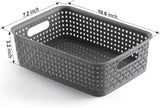 8-Pack Woven Plastic Storage Baskets for Bathroom Vanity, Kitchen Pantry & Office Desk Organization (Grey)