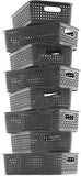 8-Pack Woven Plastic Storage Baskets for Bathroom Vanity, Kitchen Pantry & Office Desk Organization (Grey)