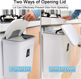 Hanging Kitchen Compost Bin with Lid for Cabinet Door or Wall, No-Drill Adhesive Mount, Odor-Proof & Space-Saving (White)