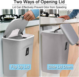 Hanging Kitchen Compost Bin with Lid for Cabinet Door or Wall, No-Drill Adhesive Mount, Odor-Proof & Space-Saving (Grey)