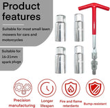 Universal T-Handle Spark Plug Socket Wrench Set for Car, Motorcycle & Lawn Mower Maintenance with Flexible Joint (Silver)