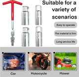 Universal T-Handle Spark Plug Socket Wrench Set for Car, Motorcycle & Lawn Mower Maintenance with Flexible Joint (Silver)