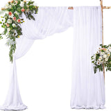 2 Pack Elegant Chiffon Wedding Arch Draping Fabric Panels for Outdoor Ceremony Backdrop and Party Decoration (White)