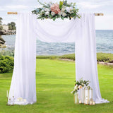 2 Pack Elegant Chiffon Wedding Arch Draping Fabric Panels for Outdoor Ceremony Backdrop and Party Decoration (White)