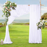2 Pack Elegant Chiffon Wedding Arch Draping Fabric Panels for Outdoor Ceremony Backdrop and Party Decoration (White)