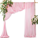2 Pack Elegant Chiffon Wedding Arch Draping Fabric Panels for Outdoor Ceremony Backdrop and Party Decoration (Pink)