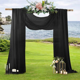 2 Pack Elegant Chiffon Wedding Arch Draping Fabric Panels for Outdoor Ceremony Backdrop and Party Decoration (Black)