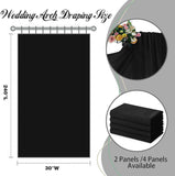 2 Pack Elegant Chiffon Wedding Arch Draping Fabric Panels for Outdoor Ceremony Backdrop and Party Decoration (Black)