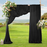 2 Pack Elegant Chiffon Wedding Arch Draping Fabric Panels for Outdoor Ceremony Backdrop and Party Decoration (Black)
