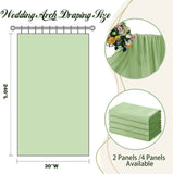 2 Pack Elegant Chiffon Wedding Arch Draping Fabric Panels for Outdoor Ceremony Backdrop and Party Decoration (Green)