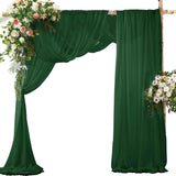 2 Pack Elegant Chiffon Wedding Arch Draping Fabric Panels for Outdoor Ceremony Backdrop and Party Decoration (Emerald green)