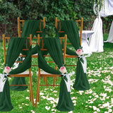 2 Pack Elegant Chiffon Wedding Arch Draping Fabric Panels for Outdoor Ceremony Backdrop and Party Decoration (Emerald green)