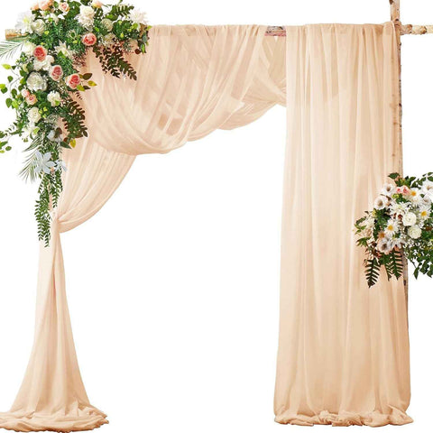 2 Pack Elegant Chiffon Wedding Arch Draping Fabric Panels for Outdoor Ceremony Backdrop and Party Decoration (Peach Pink)