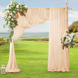 2 Pack Elegant Chiffon Wedding Arch Draping Fabric Panels for Outdoor Ceremony Backdrop and Party Decoration (Peach Pink)