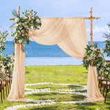 2 Pack Elegant Chiffon Wedding Arch Draping Fabric Panels for Outdoor Ceremony Backdrop and Party Decoration (Peach Pink)