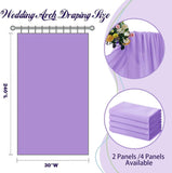 2 Pack Elegant Chiffon Wedding Arch Draping Fabric Panels for Outdoor Ceremony Backdrop and Party Decoration (Purple)