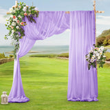 2 Pack Elegant Chiffon Wedding Arch Draping Fabric Panels for Outdoor Ceremony Backdrop and Party Decoration (Purple)