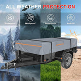 6*12 Heavy Duty RV & Trailer Cover, Travel Trailer Toy Hauler & Camper Cover 420D Dust and UV Protection with Tongue Jack Protection Windproof Straps(gray)