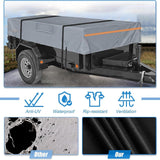 7*12 Heavy Duty RV & Trailer Cover, Travel Trailer Toy Hauler & Camper Cover 420D Dust and UV Protection with Tongue Jack Protection Windproof Straps(gray)