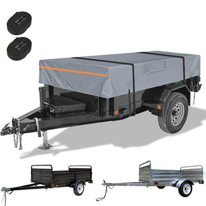 7*14 Heavy Duty RV & Trailer Cover, Travel Trailer Toy Hauler & Camper Cover 420D Dust and UV Protection with Tongue Jack Protection Windproof Straps(gray) In Australia - Darrahopens